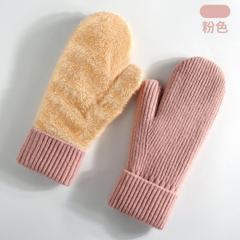 New Winter Thermal Gloves Women's Fleece Thickened Mittens Cycling Skiing Wool, Bag Cover Knitted Gloves