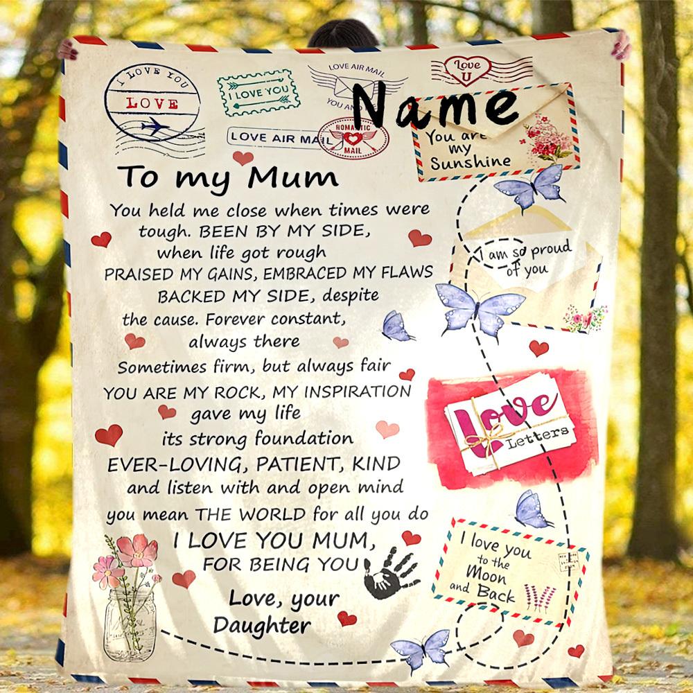 Outdoor Customize Blanket Love Letters To Mum Perfect For Travel Camping Picnic Comfortable Soft Lightweight Suitable For All Seasons Ideal Gift For