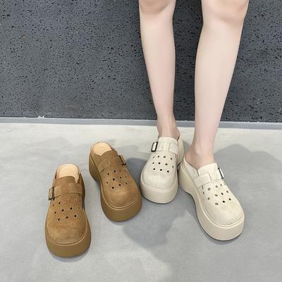 M Универсальные легкие перфорированные туфли женские летние новые толстоподошвенные шлепанцы с закрытым носком можно носить на улице