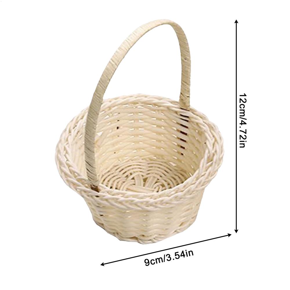 Small Imitation Rattan Woven Basket Mini Flower Basket for Wedding Aesthetic Photography Props Decorative Container for Bedroom
