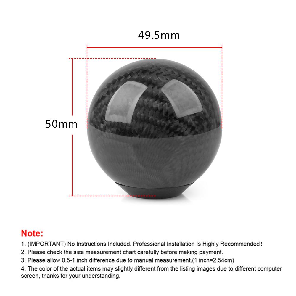 JDM Style Universal Oval/Sphere Carbon Fiber Gear Shift Knob With 3 Adapter for Most Car Decorations Classic