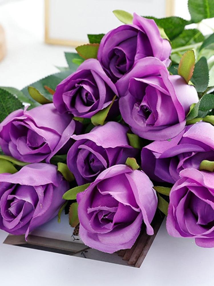 12 Pcs 48cm Bridal Bouquet Artificial Rose Flowers Fake Flower for Valentine's Day Gift Home Birthday Wedding Table Decoration Silk Roses