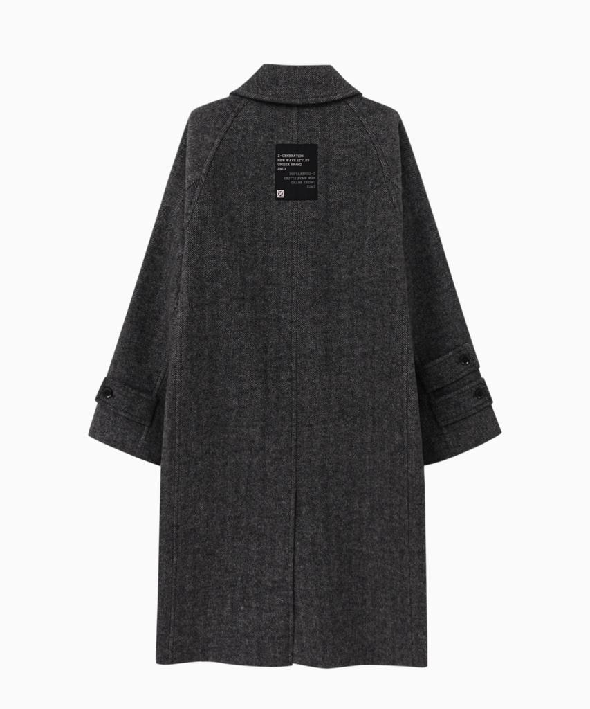 Znuz Hayes Herringbone Coat - Dark Gray