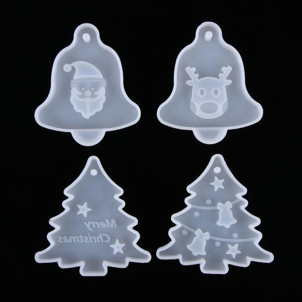 Подвесные бирки Рождественская елка Кристальная смола Форма Эпоксидная смола Формы Рождественское украшение Силиконовая форма