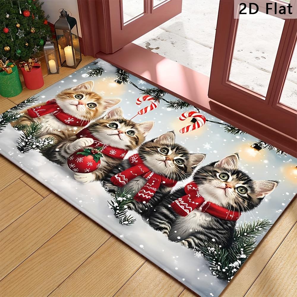 1 шт. 850 г/м² Пять милых кошек и кедровые ветки печать Напольный коврик Современный 4 мм Кухонный коврик Нескользящий Цветной Ковер для помещений, Для дома