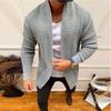 Men's Long Knit Jacket Cardigan Jacket Solid Color Sweater Jacket Autumn Knit Jacket