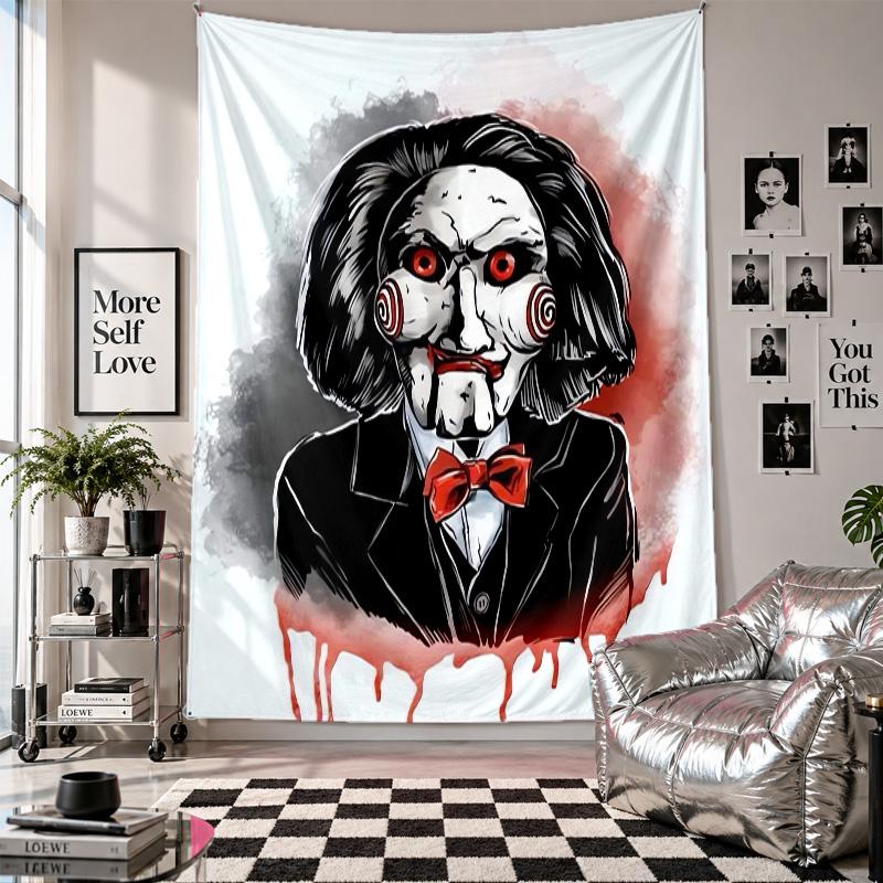Wall TapestrySaw Billy the Puppet Art Hanging Cloth Decorative Background Cover for Room Decoration