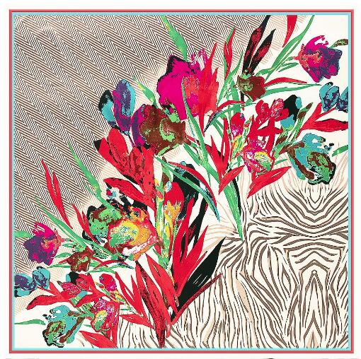 130x130cm Luxury Brand Square Silk Scarf New Oil Painting Flower Design Winter Scarf Fashion Shawls Wrap Ladies Silk Scarves