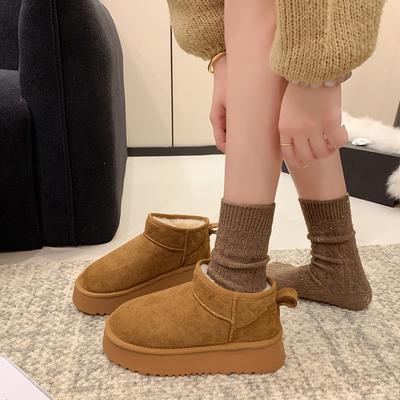 Универсальные зимние ботинки на толстой подошве для женщин, для ношения на улице, новые, теплые, с увеличением роста, нескользящие, водонепроницаемые, маленькие хлопковые ботинки, большой размер