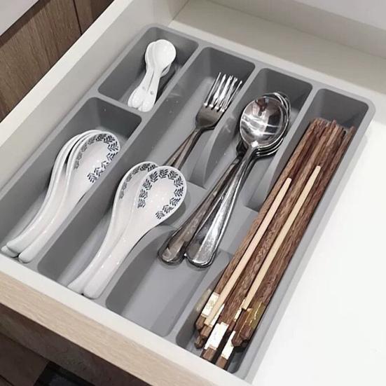 Cutlery Storage Box Classification Organization Large Capacity Multi Compartments Tableware Tray Fork Chopsticks Spoon Drawer Tableware Organizer
