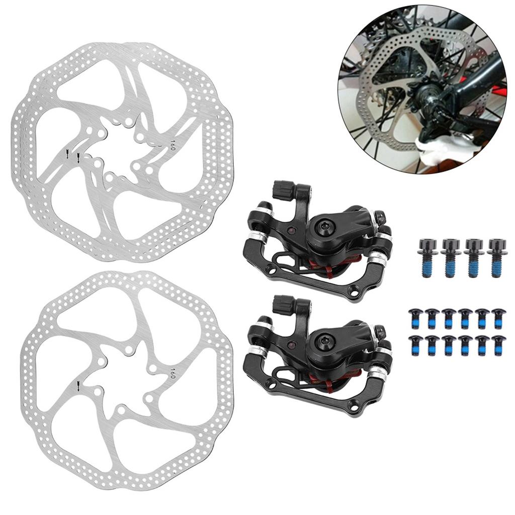 Mountain Bike Mechanical Disc Brake Cycling Bicycle Front Rear Set with 160mm Rotors