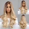 Ombre коричневый блондин синтетический парик для женщин длинные волнистые парики с темным корнем красочные косплей искусственные волосы вечерние термостойкие