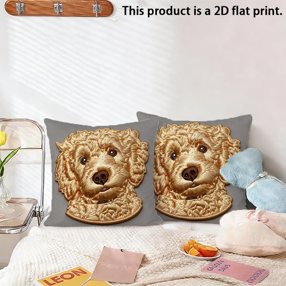 2Pcs Cute Goldendoodle Dog Square Throw Pillow Covers Set Of 2 Neutral Gray Sofa Cushion Cases For Home Decor Cushion Cover