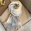 Winter Fashion British Pure Wool Scarf Women's Warm Long Thickened Fringed Scarf Couple Shawl Versatile