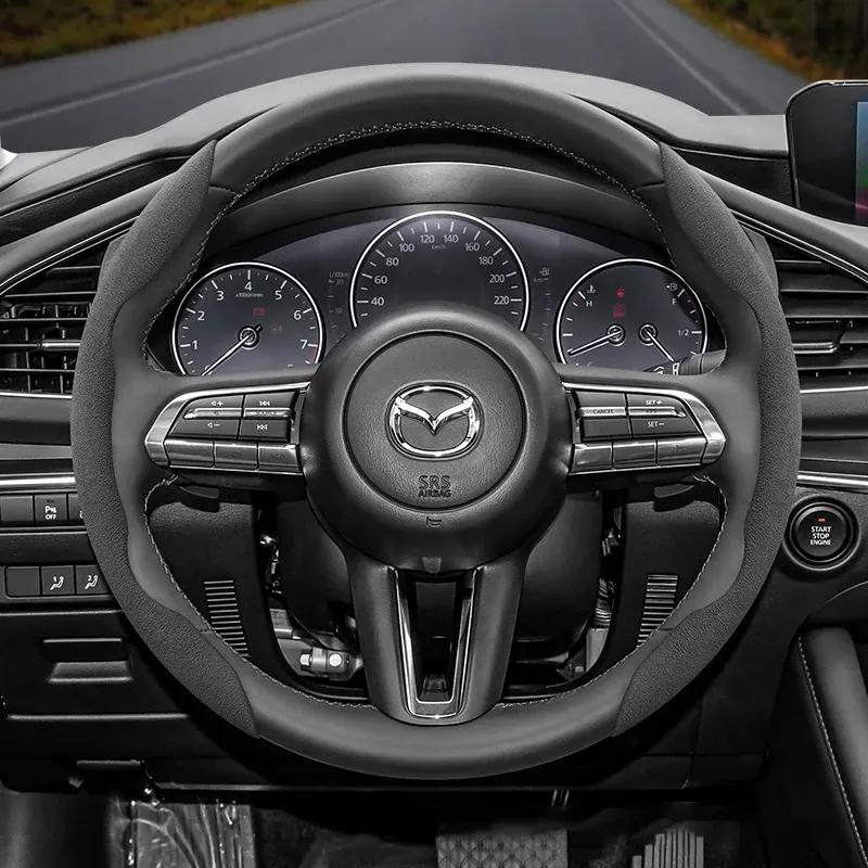 Suitable for Mazda Anti-Slip Buckle Segmented Suede Steering Wheel Cover Suitable for 3 Cx5 62 Cx30 Cx3 6Gh 3Bk 6Gg 6ro 3Bm 3Bl