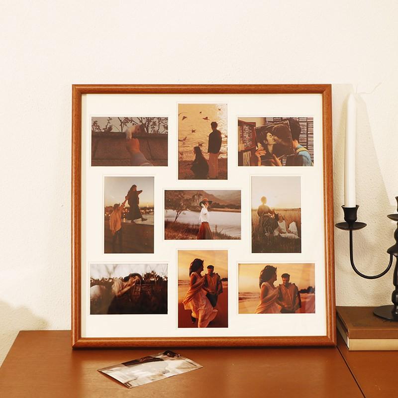 Wooden Multi-Photo Frame 9 Grid DIY Wall Hanging Or Desktop Display Couples Friends Memories Modern Minimalist Home Decor