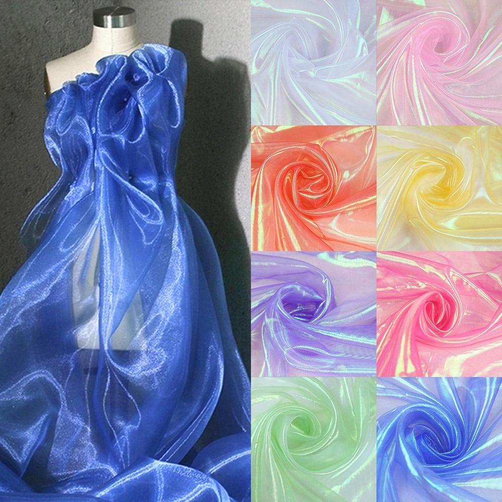 Thin Organza Fabrics Shiny Organza Dresses Fabric Handmade Materials Laser Tulle  Stage