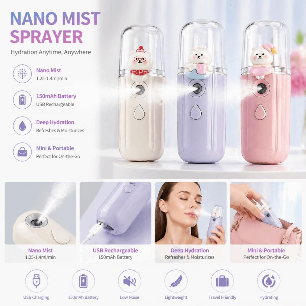 Skin Care Handheld Humidifier USB Rechargeable Oil Diffuser Moisturizing Mist Sprayer Facial Use