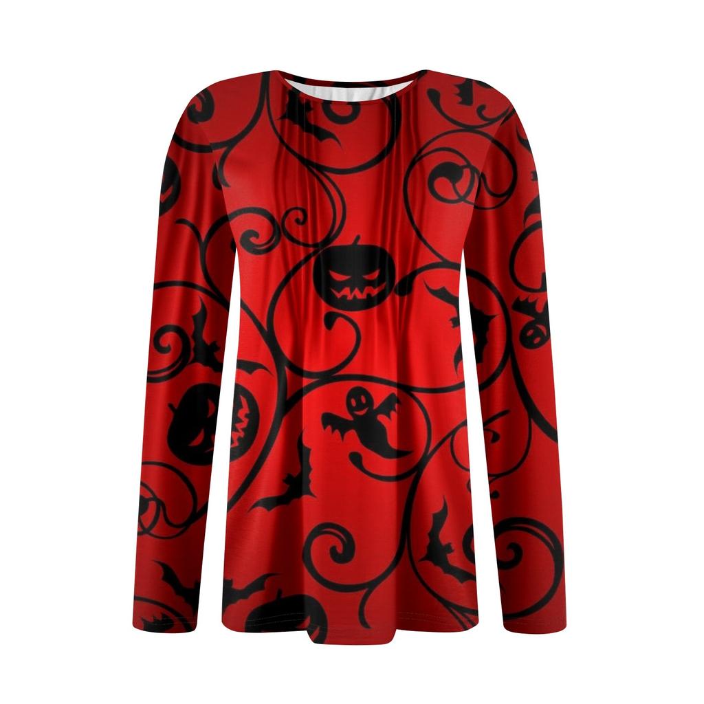 Женская осенняя мода повседневные топы на Хэллоуин с длинным рукавом рубашки свободные пуловеры