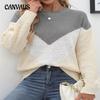 Autumn and Winter Women's Plus Size Fashion Loose Splicing Knit Sweater