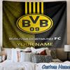 Custom Name Borussia Dortmund Printed Tapestry, for Bedroom,Livingroom, dormitory, Large Wall Decor, Fabric Decor Fan Birthday Gifts