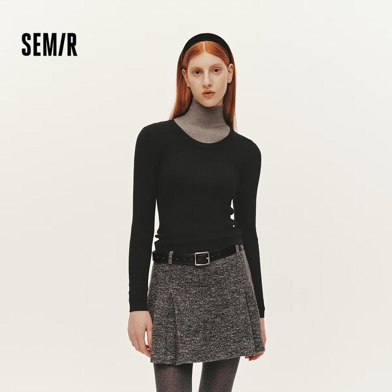 Semir Women's Round Neck 100% Wool Knit Sweater