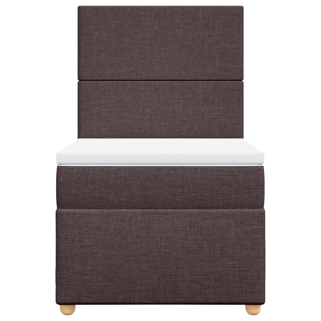 Box Spring Bed with Mattress Dark Brown 90 x 190 cm Fabric