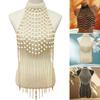 Adjustable Length Elegant Pearls Body Chain Sensual Chest Jewelry Accessory Portable for Beach and Evening Wear