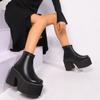2024 Большие размеры Женская обувь Ботильоны женские Ботильоны на платформе Современные ботинки Женские туфли с круглым носком на очень высоком массивном каблуке Женская обувь на молнии