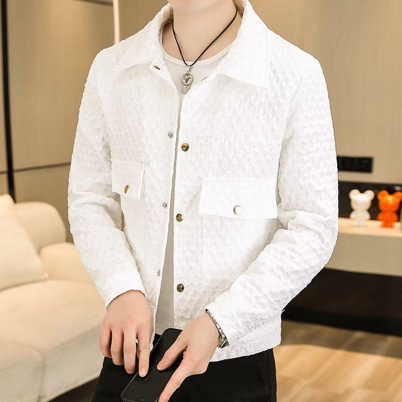 Мужская ветровка с клетчатыми лацканами: Модная облегающая куртка в корейском стиле на весну и осень