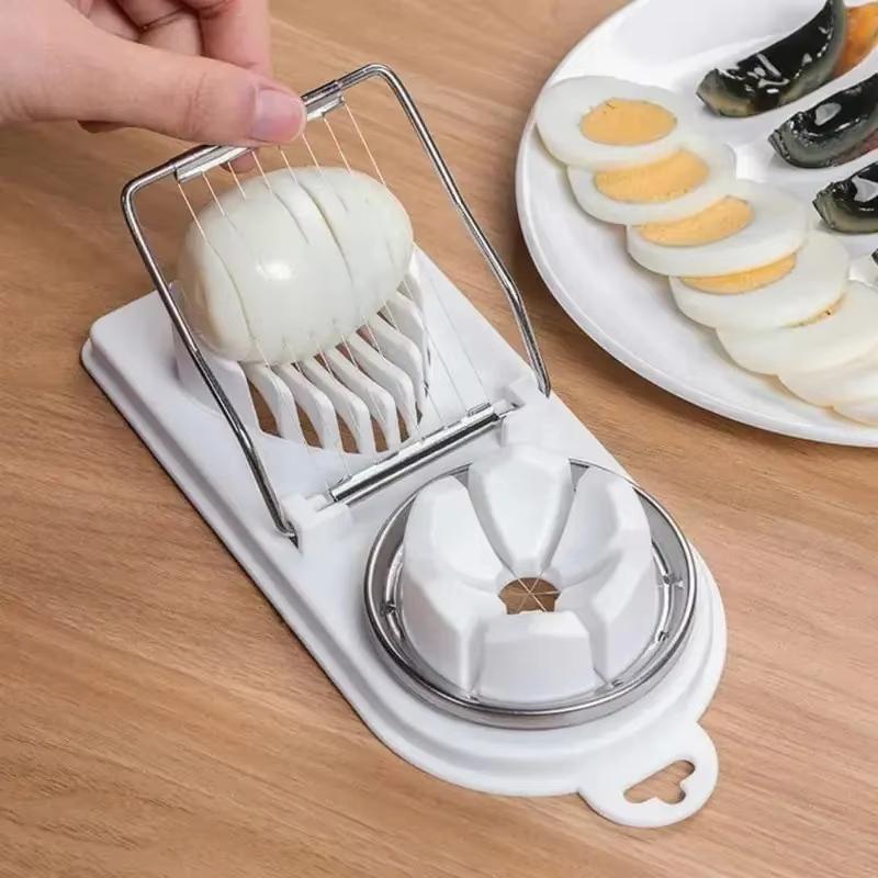 1pc 2 In 1 Egg Slicer Multipurpose Egg Slicer For Hard Boiled Eggs Sturdy ABS Body With Stainless Steel Wires Eggs Cutter