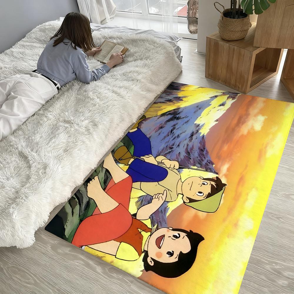 H-Heidi Cartoon Floor Mat Soft Thickened Absorbent Non-Slip Bedroom Living Room Door Mat Home Decor Flannel Rugs