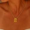 Colorful Card Heart Pendant Necklace Gothic Collarbone Chain Fashion Square Necklace  Jewelry Gifts