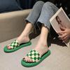 Модные сандалии Домашняя обувь для спальни и ванной для женщин Клетчатые женские тапочки Плоские шлепанцы Летняя обувь Водонепроницаемые Стильные Повседневные Маленький размер