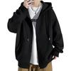 [Aspersio] Street Style Sweatshirt Hoodie Long Sleeve Silhouette Full Zip Up Hoodie Men's Adult Fashionable Zip Up Hoodie Outdoor Sweatshirt Tops B