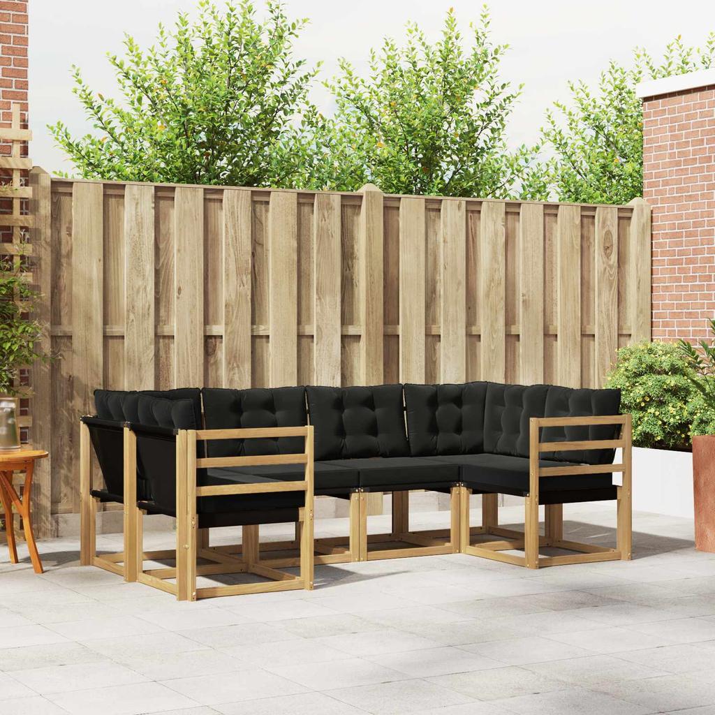 Outdoor Sofa Set with Cushions 6 pcs White and Black