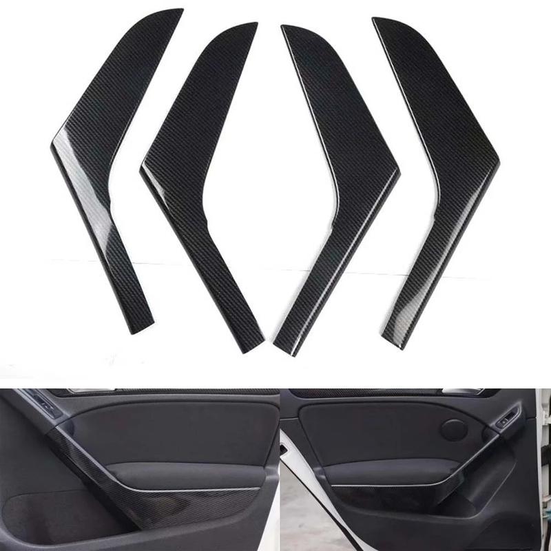 4PCS/Lot Car Stickers ABS Carbon Fiber Grain Interior Door Armrest Decoration Cover For Golf 6 MK6 2009-2013