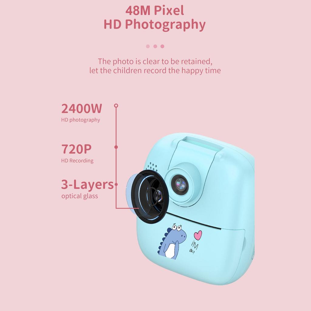 Thermal Printer 2.0in IPS 48MP Digital Print Camera Instant Camera Toy for Kids Children