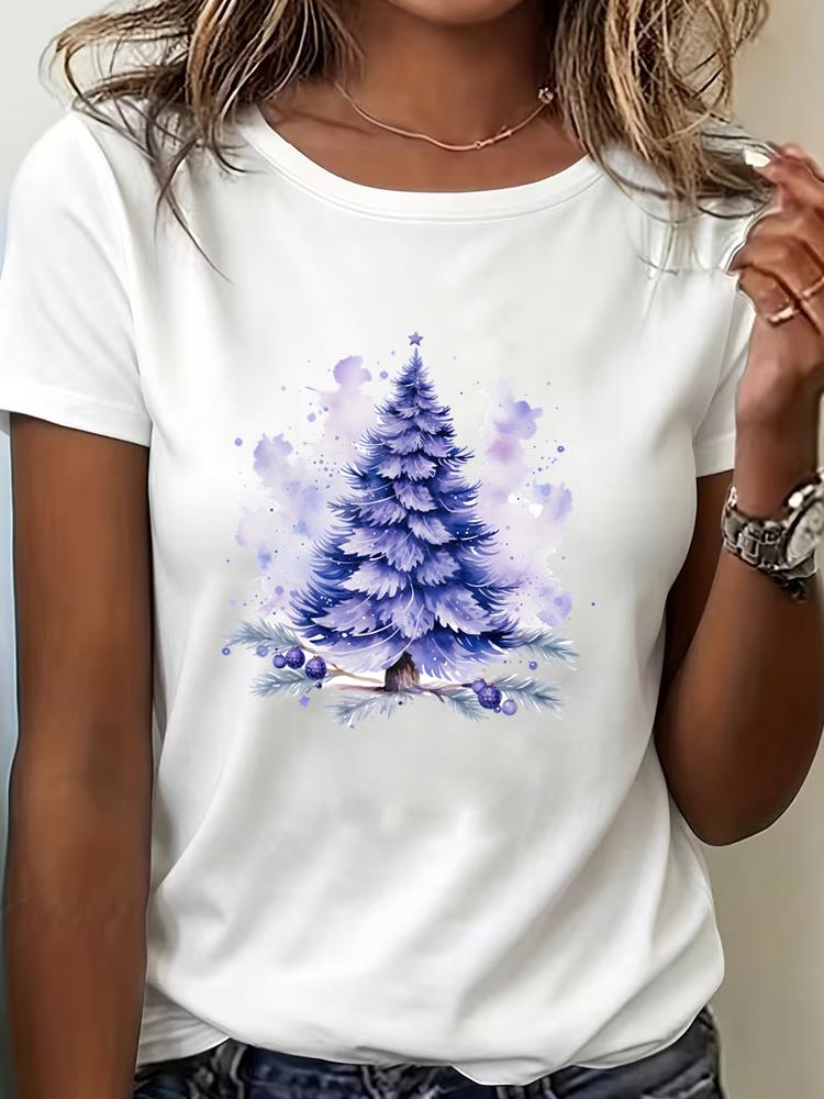 (Asian Size) sweet trend Tee Top Print New Year Clothing T Shirt Women Fashion Christmas Festival Female Woman Short Sleeve Graphic T-shirts