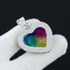 Heart Shape Rainbow Solar Quartz Gemstone Handmade Pendant, 925 Sterling Silver Pendant, Natural Rainbow Solar Pendant, Jewelry For Gift