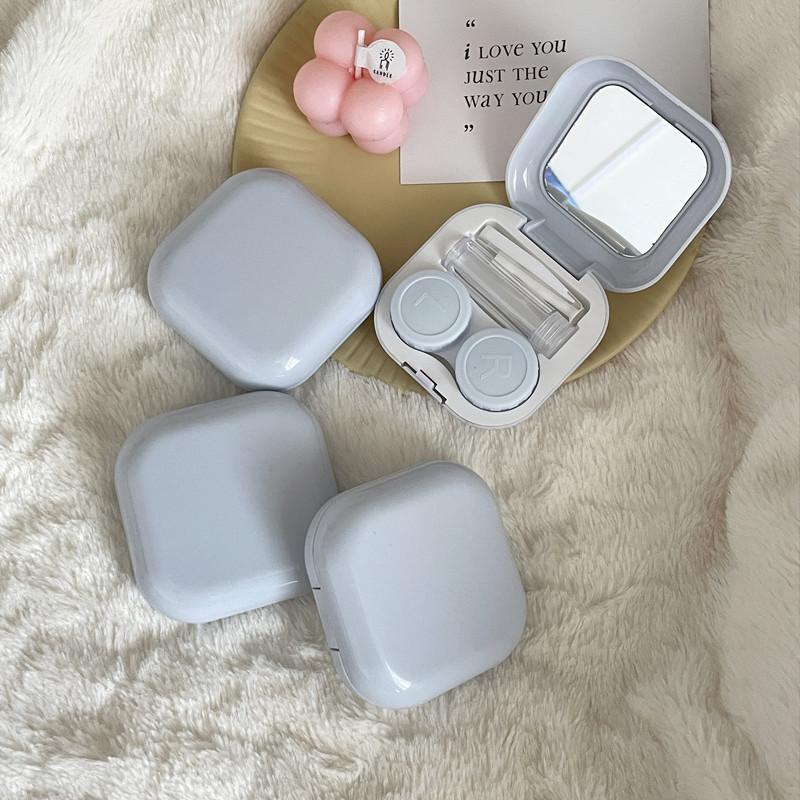 Конфетный одноцветный футляр для контактных линз, пластиковая цветная коробка для контактных линз, портативная коробка для хранения контактных линз, мини-коробка для ухода