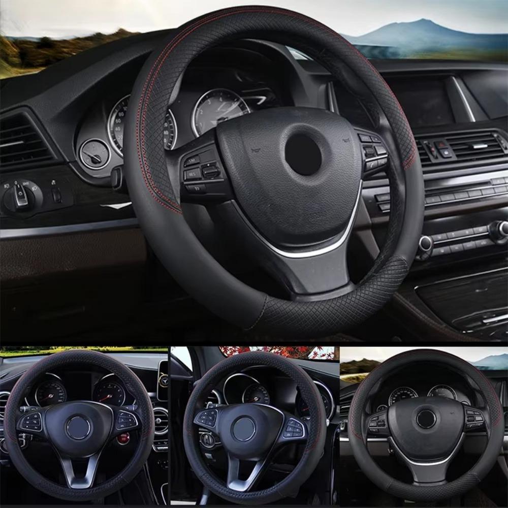 PU Leather Steering Wheel Cover Anti Slip Steering Cover Car Interior Decoration