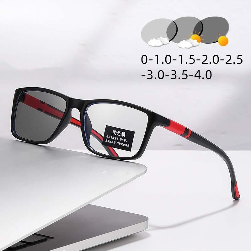 Ultralight Photochromic Myopia Glasses Blue Light Blocking Near Sight Eyeglasses Color Changing Optical Eyewear 0 To -4.0