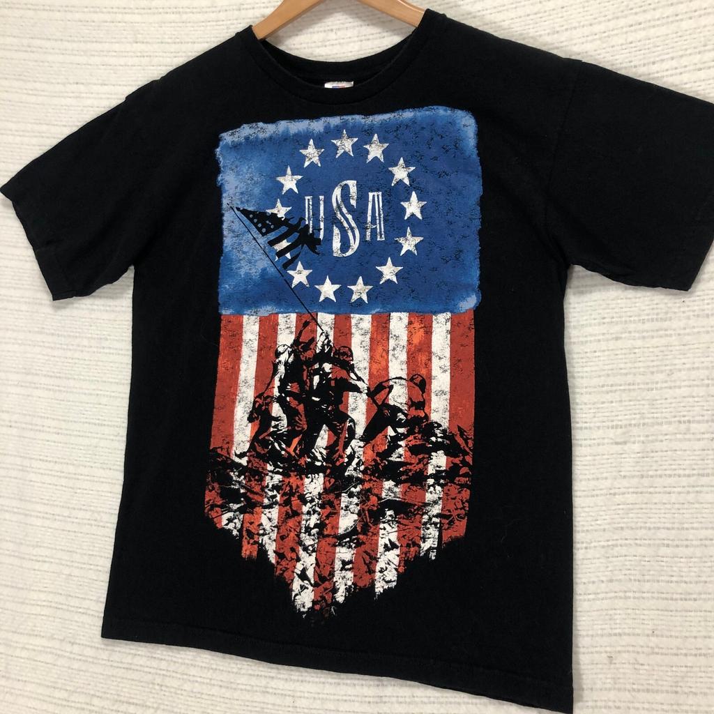 USA Flag Graphic Tee Patriotic American Made T-Shirt Bayside Size Medium Unisex T-Shirt