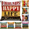 Retro American Wooden Board Letters Admonishment Digital Printing Linen Pillowcase New Home