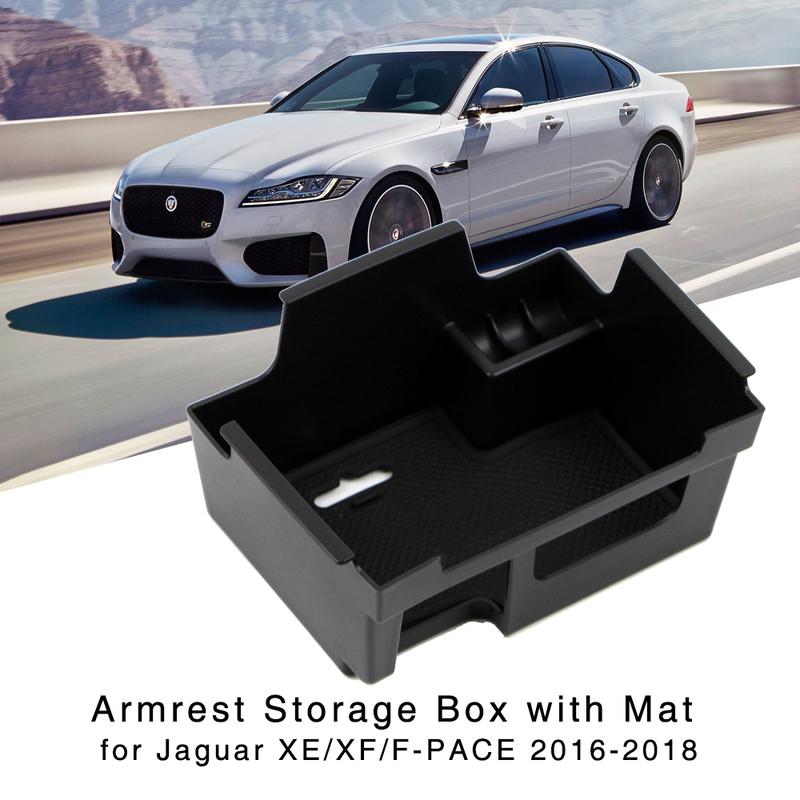 Armrest Storage Box for Jaguar XE / XF 2016- F-Pace 2016- Central Console Glove Holder Organizer Tray