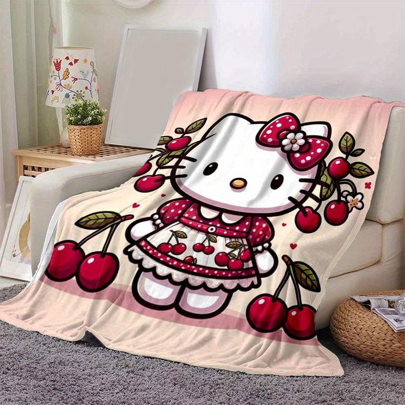 1шт. Плед Hello Kitty с рисунком «Цветение сакуры» - Идеально для дома, офиса, использования на улице и в качестве подаркаz0411207