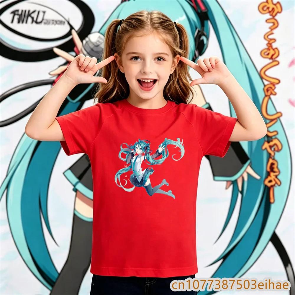 Hatsune Miku Anime Future Peripheral Collaboration Pure Cotton COS Anime Cartoon Printed Boy and Girl New Casual Tshirt