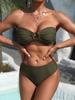 Elegant Two-Piece Swimsuit Khaki Green Bandeau Bikini