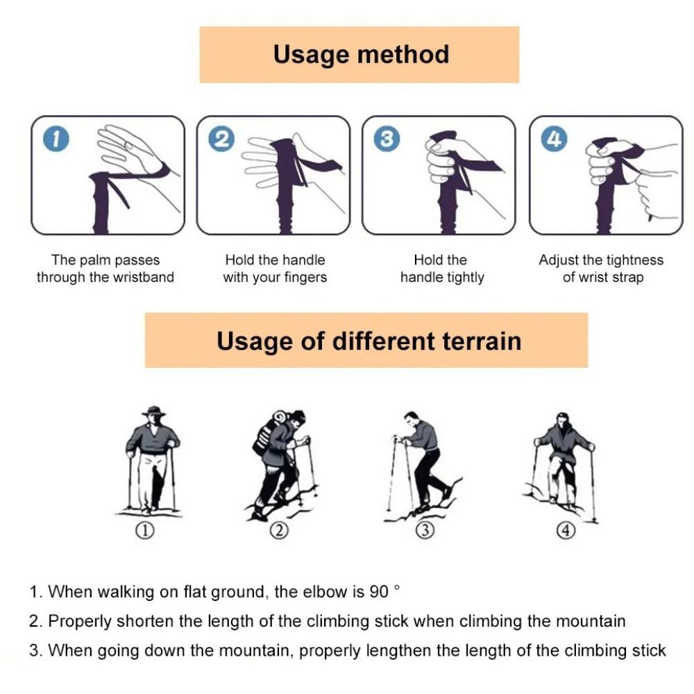 Нескользящая трость для ходьбы Складные костыли Инструменты для скалолазания Трекинговые палки Ежедневные задачи